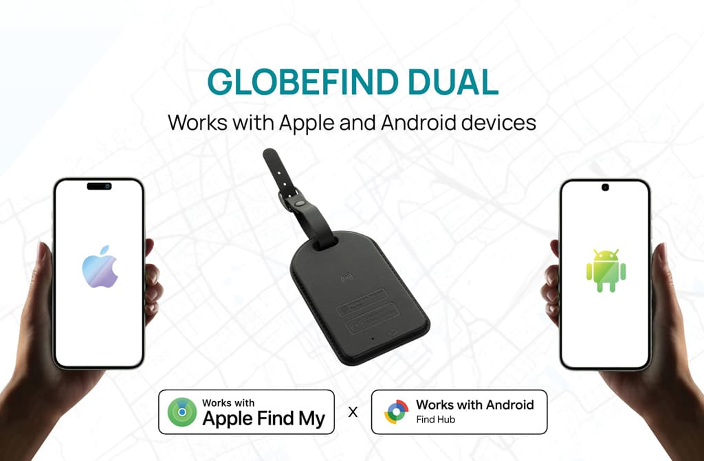 Globefind Dual RCS luggage tag with worldwide locating